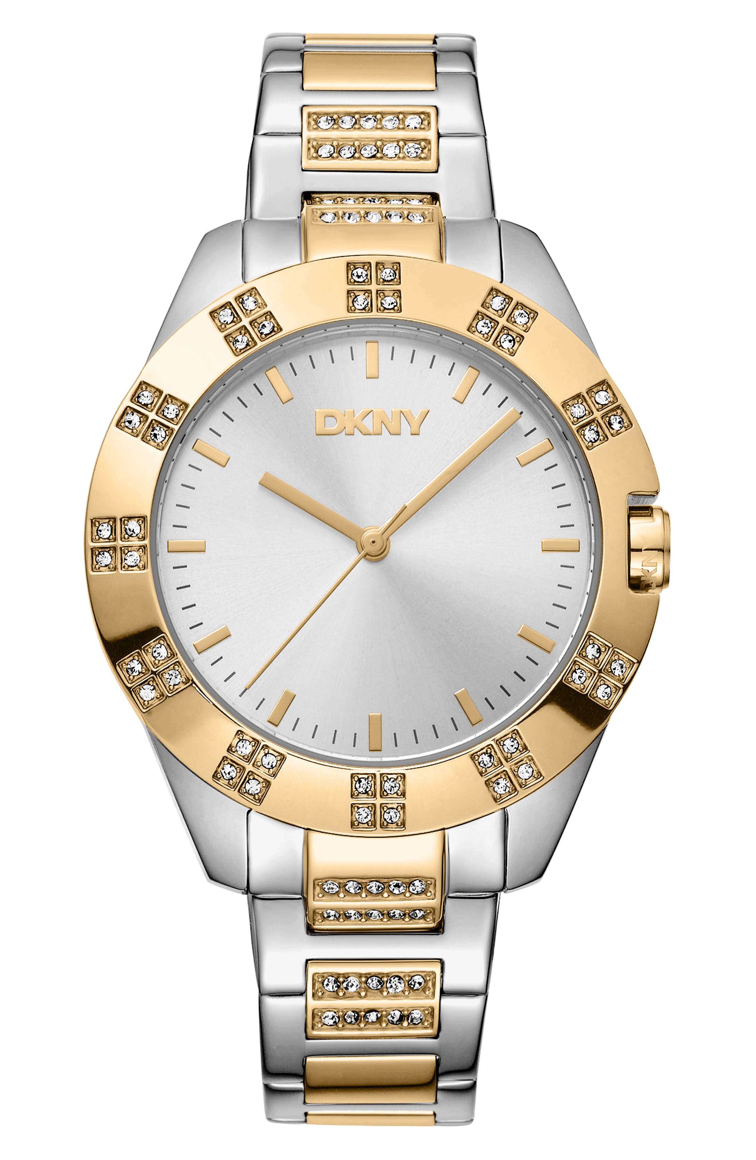 GEVRIL Two Tone Crystal Bracelet Watch
