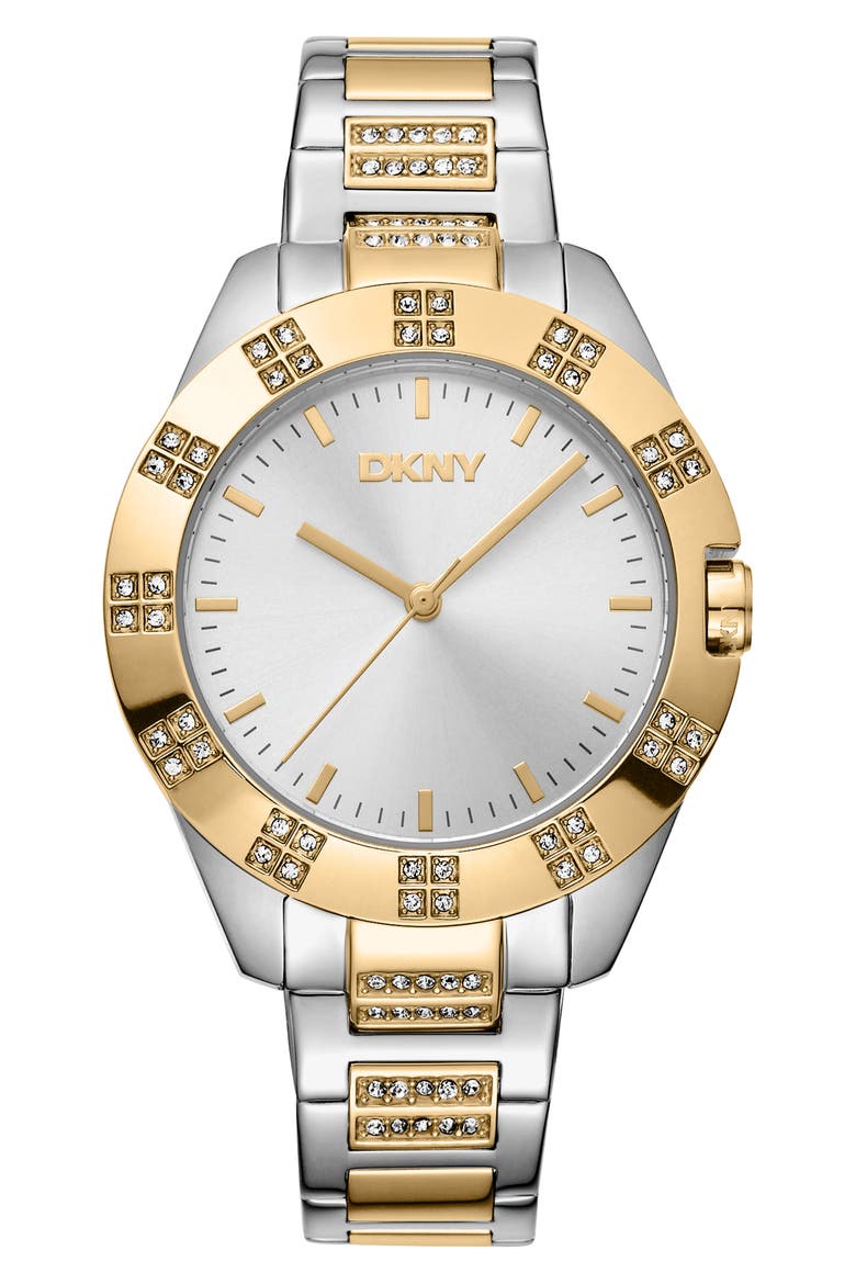 Two Tone Crystal Bracelet Watch, Main, color, 2 TONE SS/G