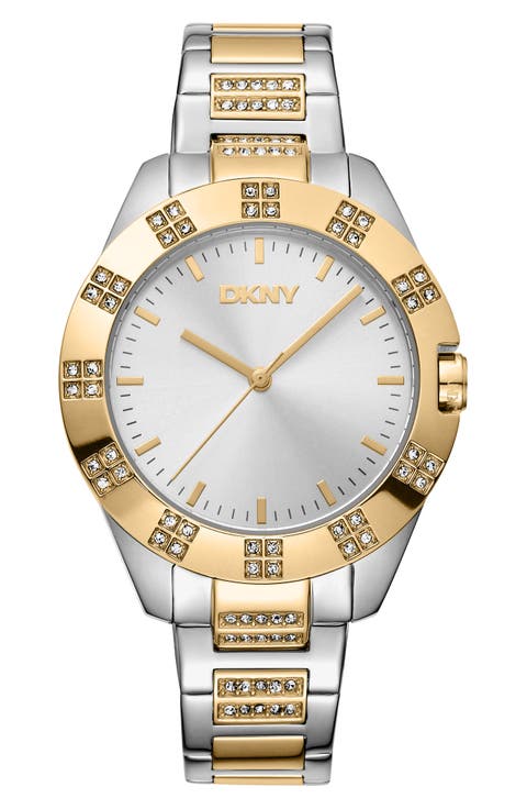 Two Tone Crystal Bracelet Watch