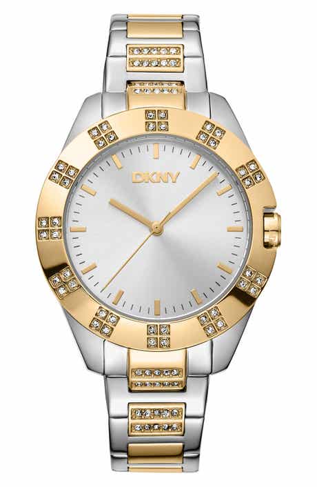 GEVRIL Two Tone Crystal Bracelet Watch