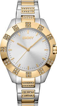 DKNY Two Tone Crystal Bracelet Watch