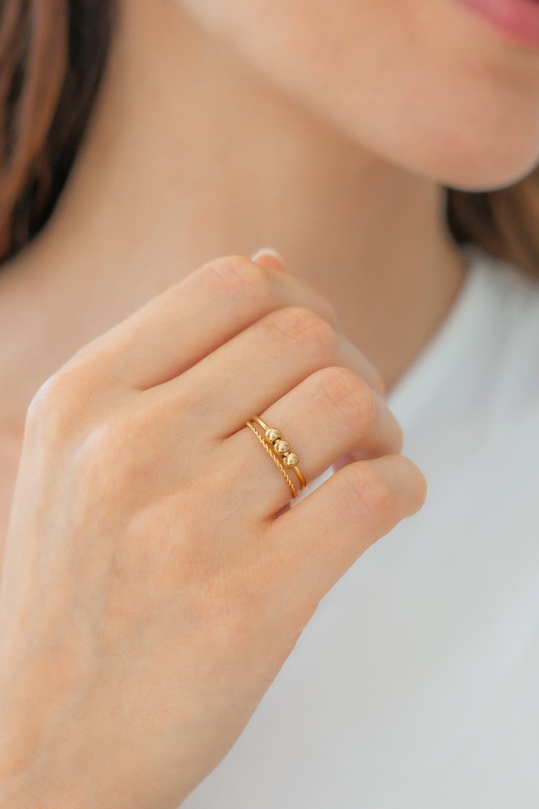 Dainty Stackable Beaded Fidget Set Ring, Alternate, color, Gold-Tone