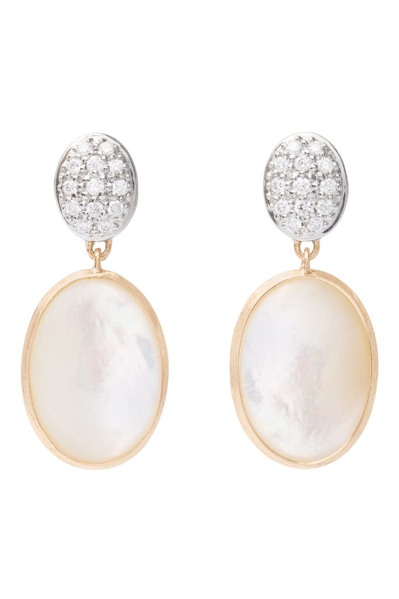 Siviglia 18K Yellow Gold, Diamond & Mother-of-Pearl Drop Earrings, Main, color, YL/ WH GOLD