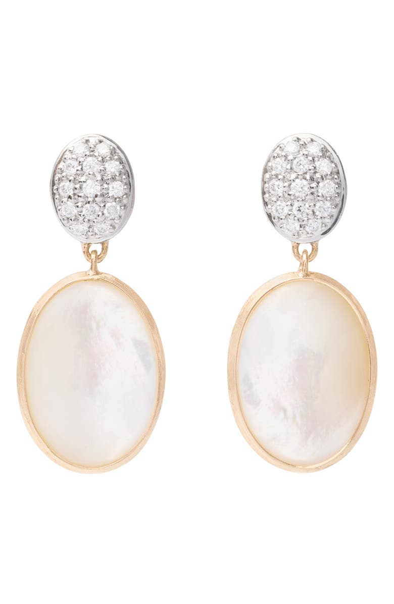Marco Bicego Siviglia 18K Yellow Gold, Diamond & Mother-of-Pearl Drop Earrings, Main, color, Yl/ Wh Gold