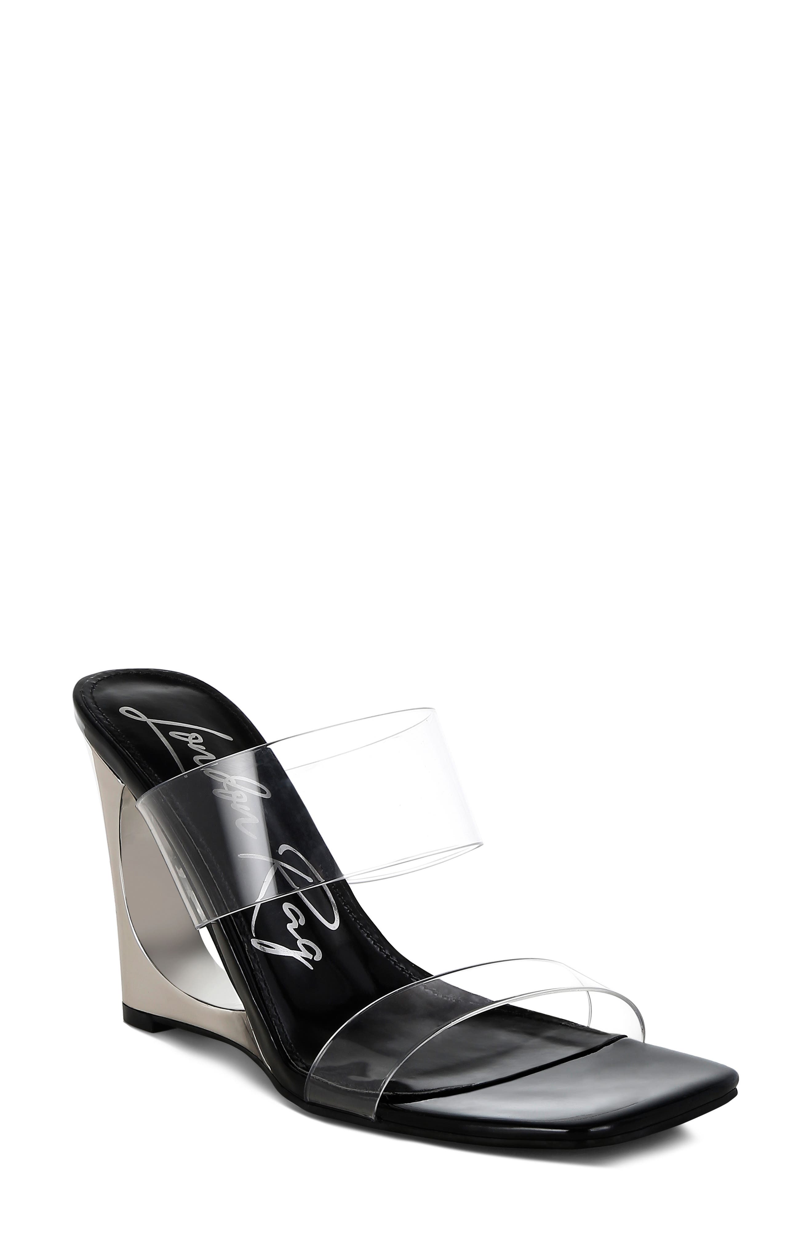 LONDON RAG Zelene Clear Strap Wedge Sandal, Main, color, 