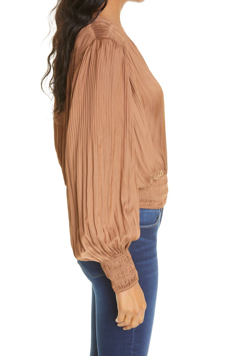 FRAME Pleat Satin Blouse, Alternate, color,