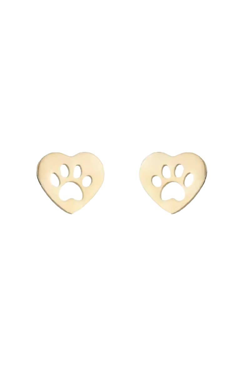 Pawfect Charm Heart Paw Cutout Stud Earrings, Main, color, Gold