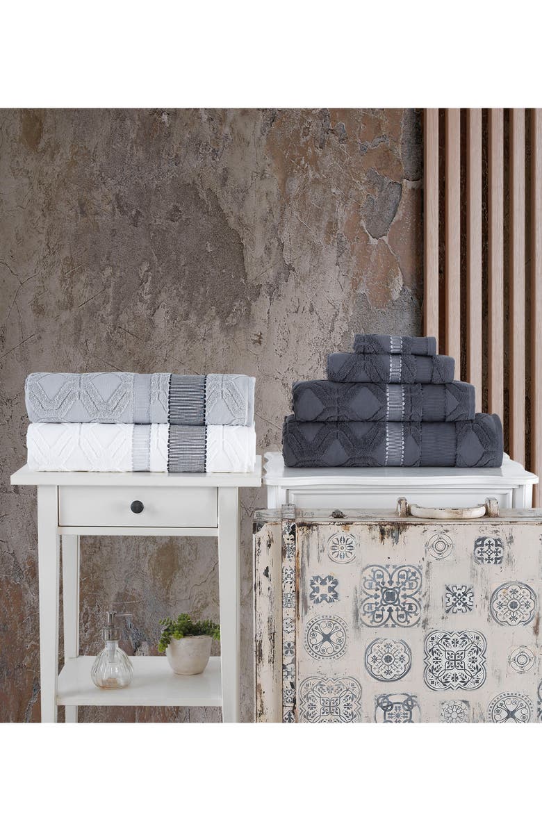 Brooks Brothers Large Square 4-Piece Turkish Cotton Towel Set, Alternate, color, Silver