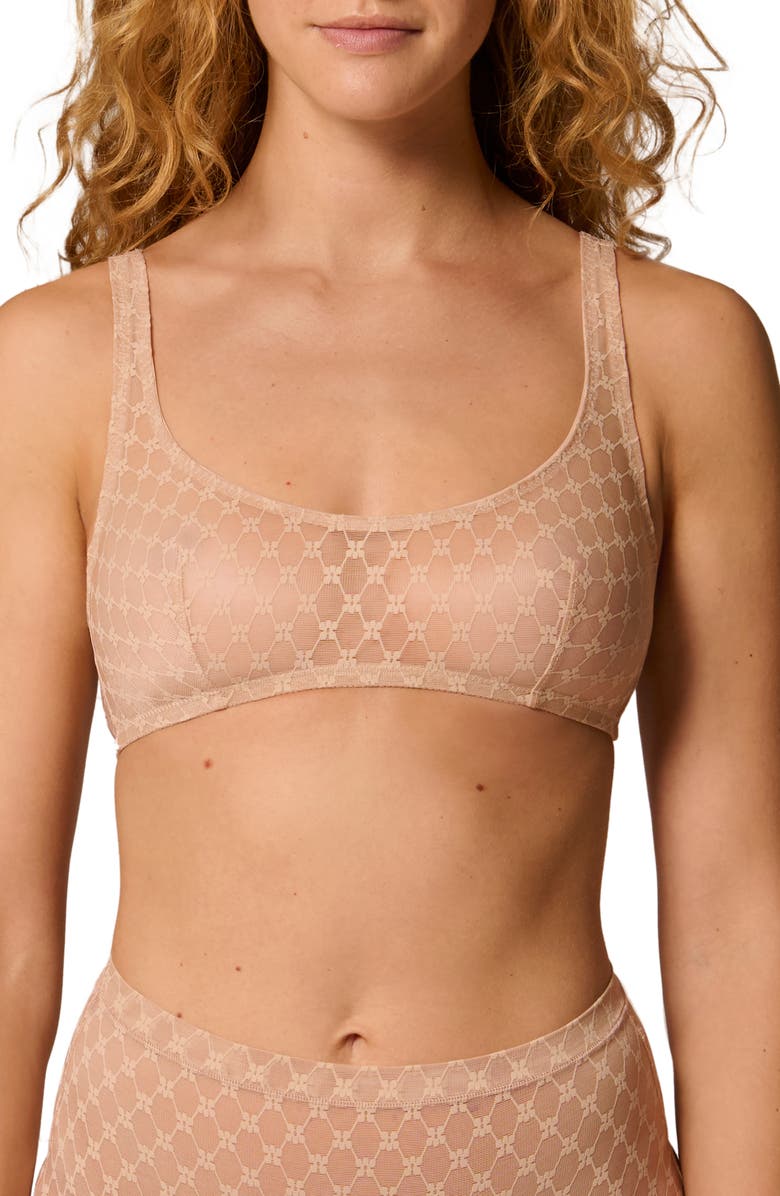 Simone Perele Plume Embroidered Bralette, Main, color, Peau Rose
