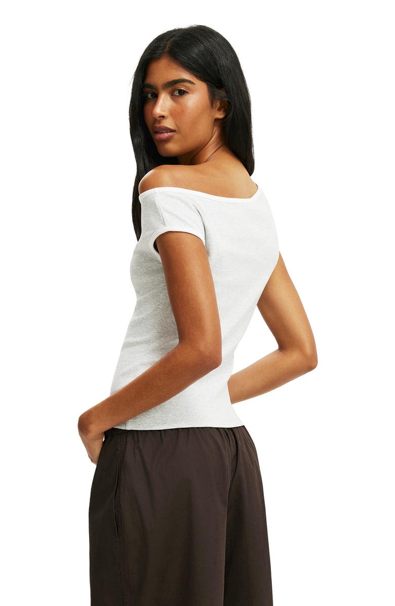 Cotton On Women's Off Shoulder Graphic Tee, Alternate, color, 38  Soft Grey Marle