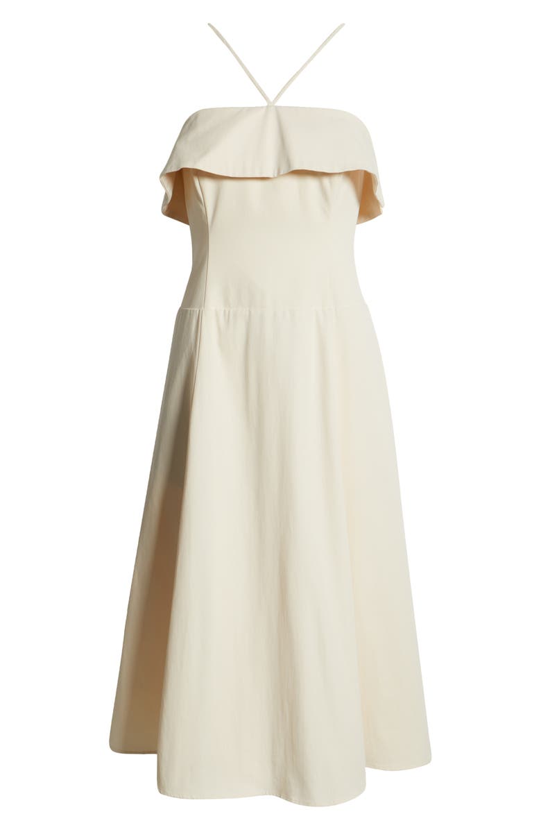 Du Paradis Clover Halter Cotton Midi Dress, Alternate, color, Butter