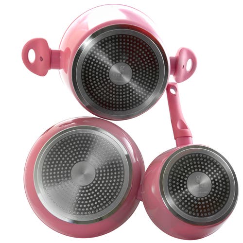 Gibson Home Plaza Cafe 7 Piece Aluminum Nonstick Cookware Set In Pink