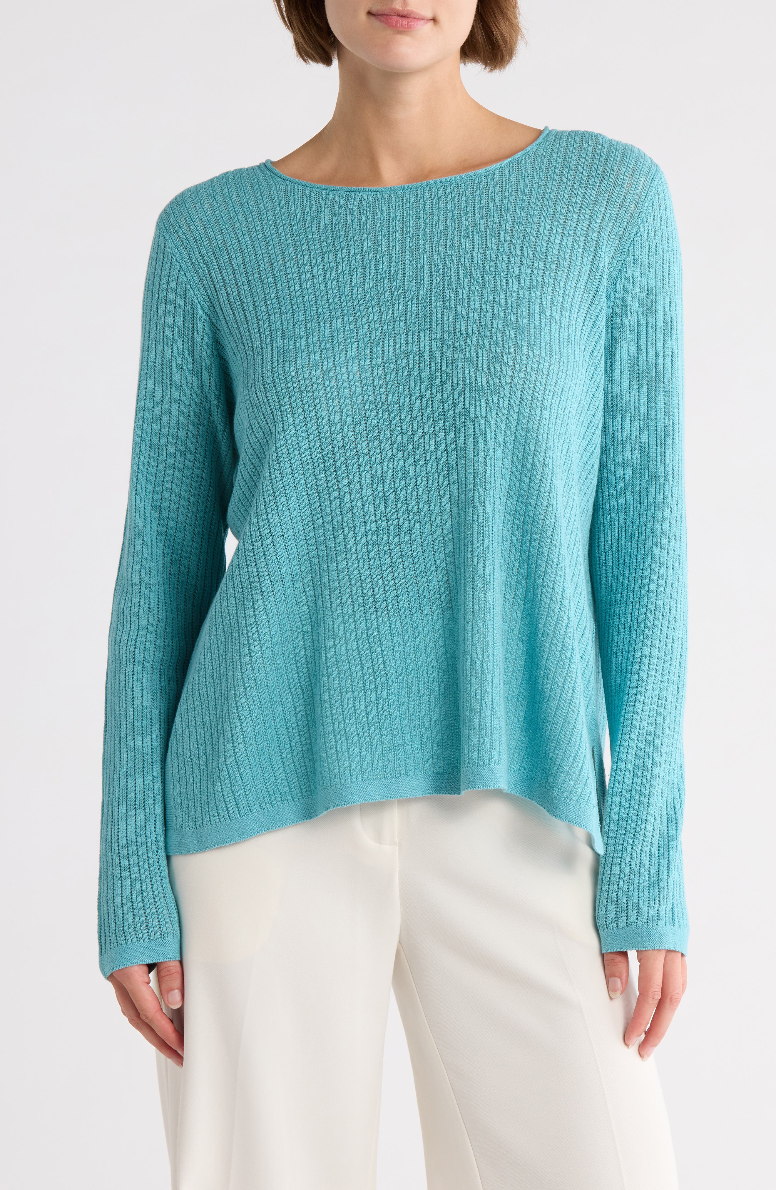 Eileen Fisher Crewneck Organic Linen & Organic Cotton Sweater