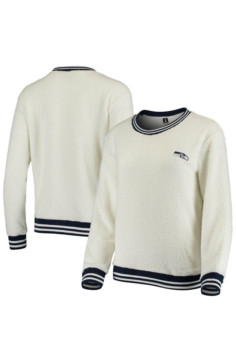 CONCEPTS SPORT Women's Concepts Sport Cream/Navy Seattle Seahawks Granite Knit Pullover Sweatshirt, Main, color, 