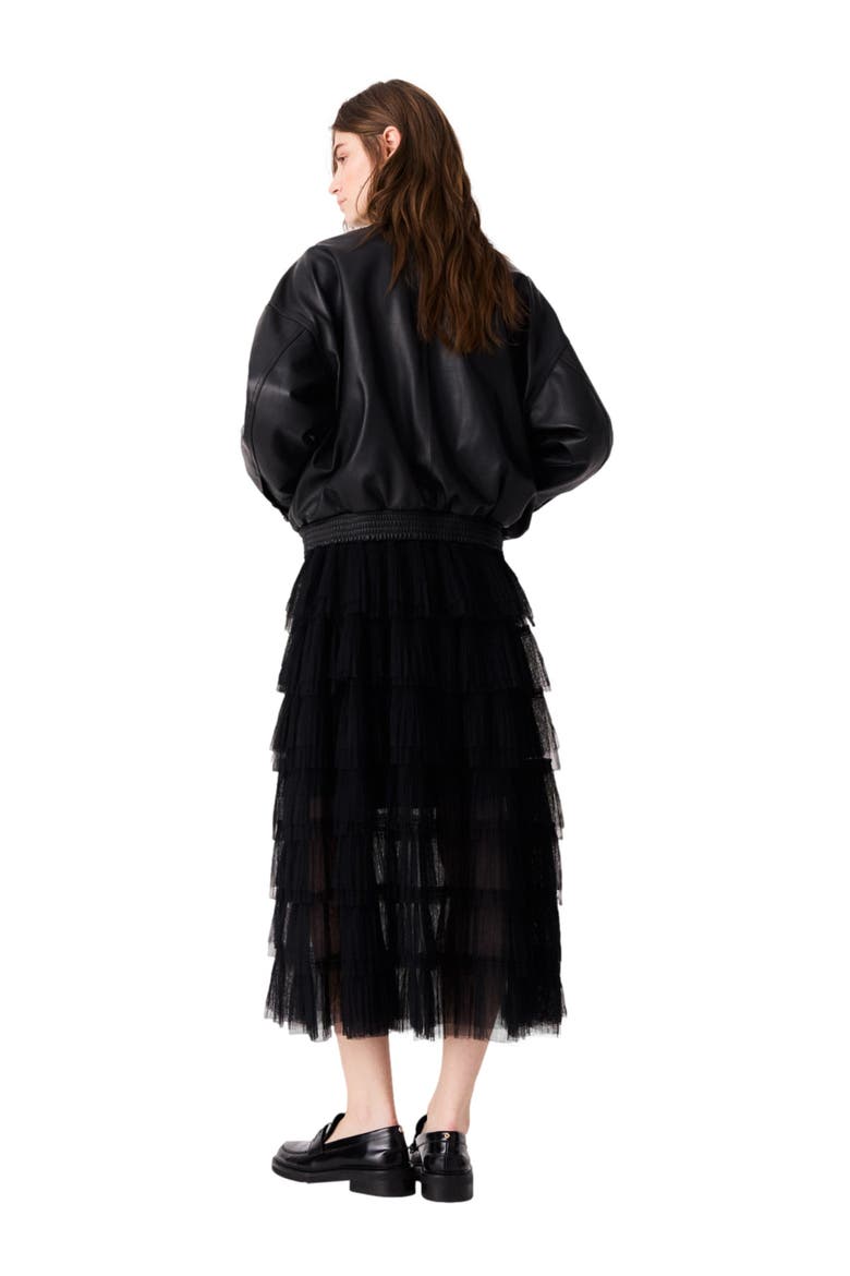 Tulle midi skirt, Alternate, color, BLACK