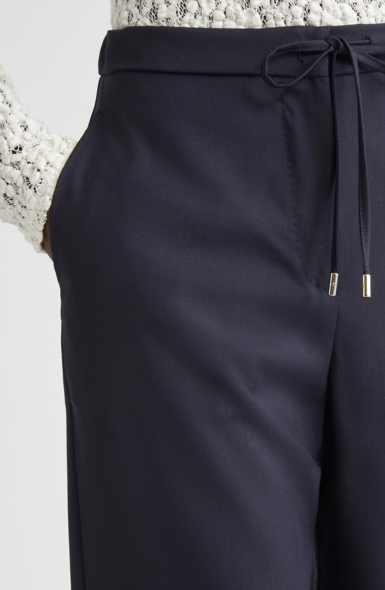 Max Mara Studio Berard Virgin Wool Drawstring Pants, Alternate, color, Navy