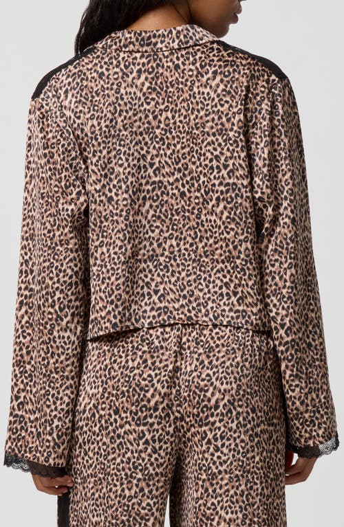 Florence By Mills Satin Sleep Crop Pajama Top In Animal Print