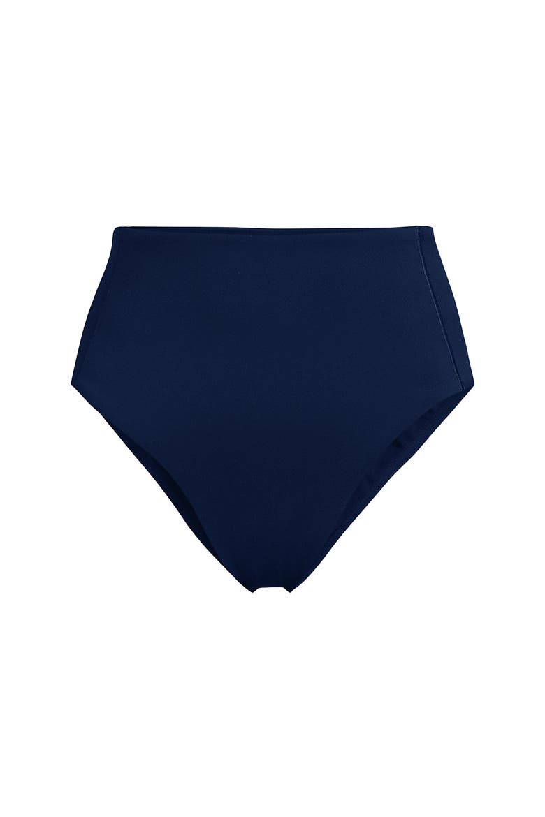 Tugless QuickDry High Waisted High Leg Bikini Bottoms, Alternate, color, Deep Sea Navy