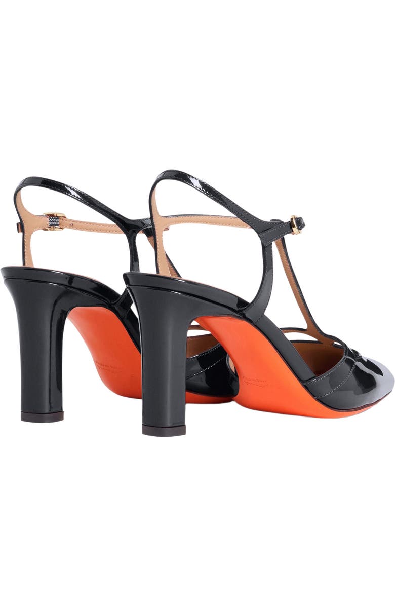 Santoni Women's patent leather high-heel T-bar pump, Alternate, color, Black