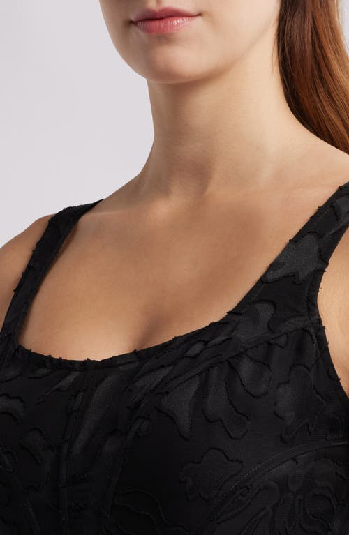 Rare London Corset Bodice Jacquard Dress In Black