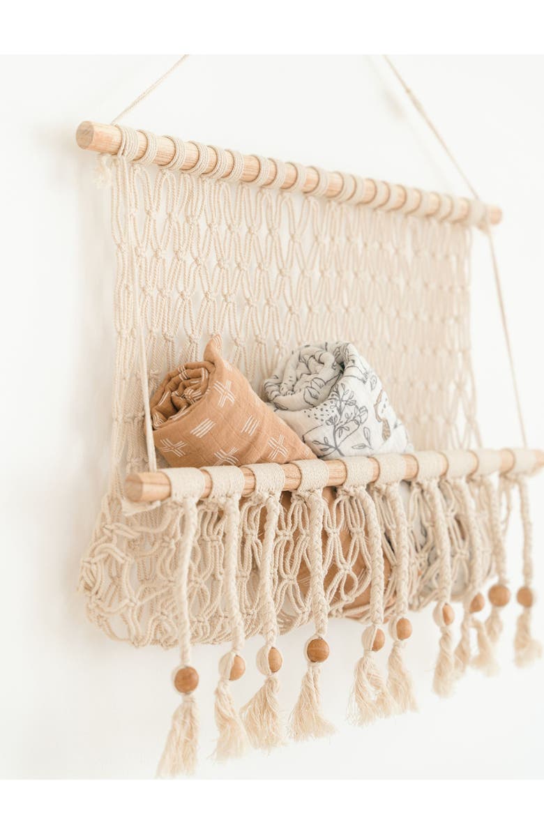 CRANE BABY Willow Macramé Storage Wall Decor, Alternate, color, Beige