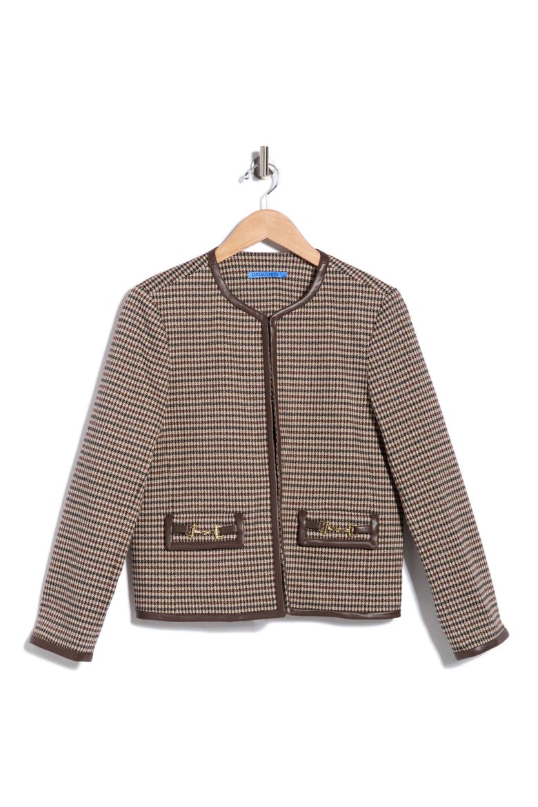 Cyna Faux Leather Trim Jacket, Alternate, color, CREAM/ BROWN/ BLACK