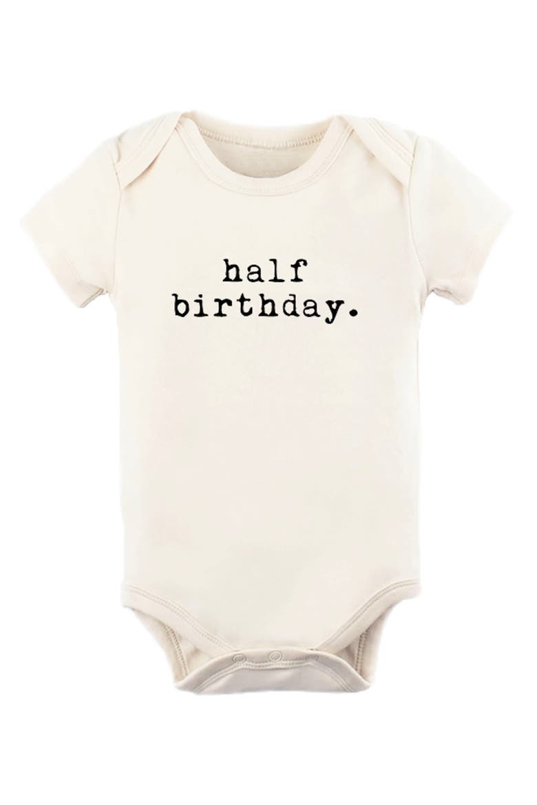Half Birthday Organic Cotton Bodysuit, Main, color, NATURAL
