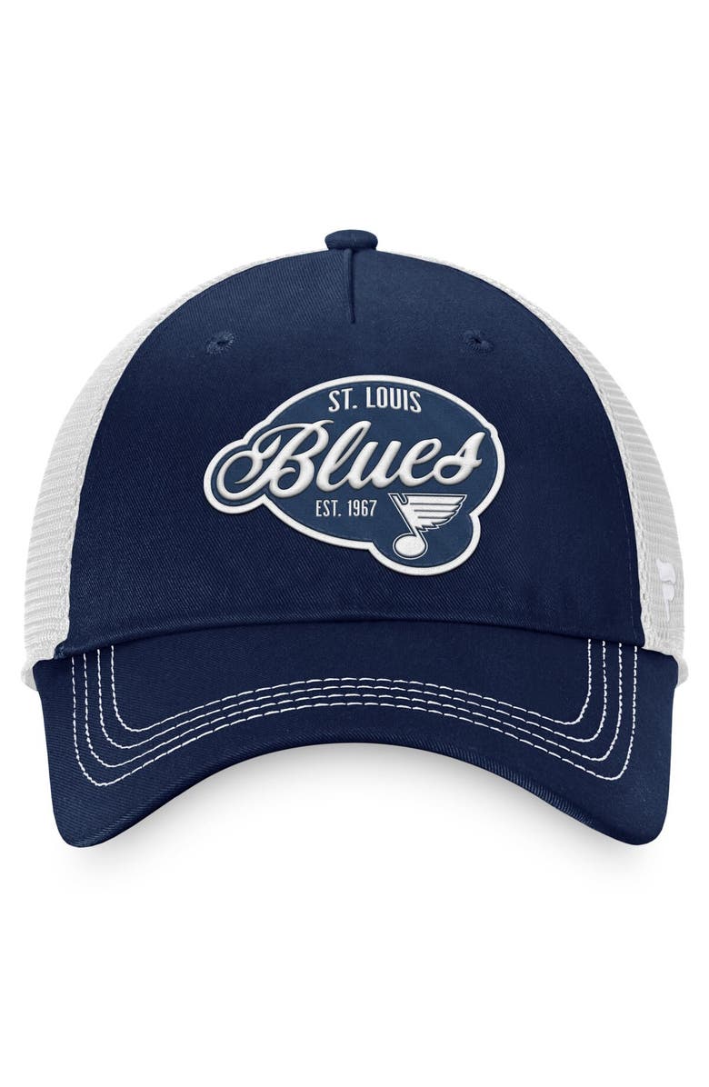 FANATICS Women's Fanatics Branded Navy/White St. Louis Blues Fundamental Trucker Adjustable Hat, Alternate, color, Navy