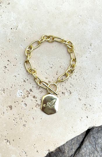 Monogram Initial Charm Chain Bracelet