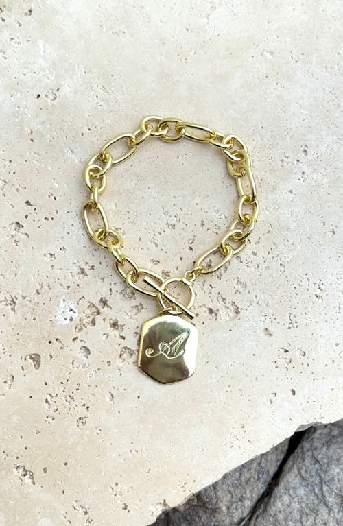 Adornia Monogram Initial Charm Chain Bracelet In Gold