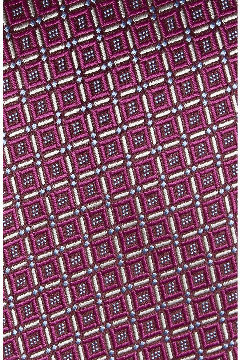 Geometric Silk Tie, Alternate, color, BERRY