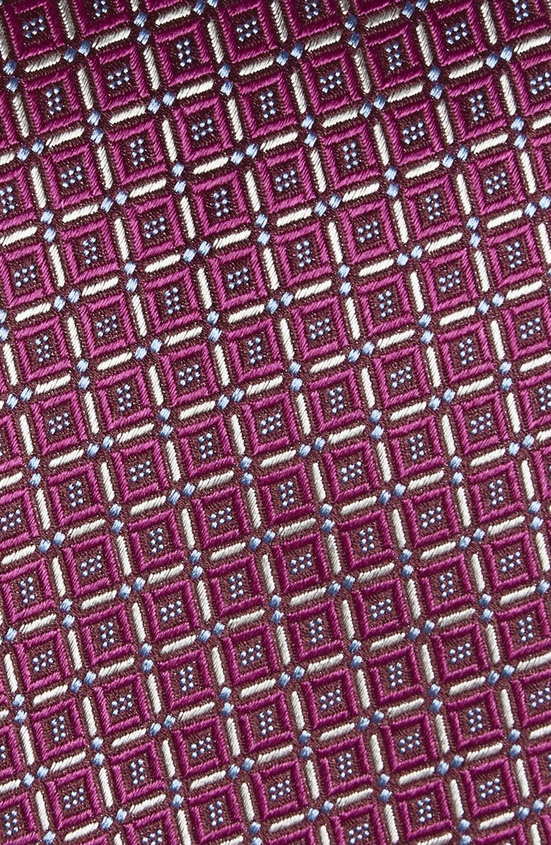 David Donahue Geometric Silk Tie, Alternate, color, Berry