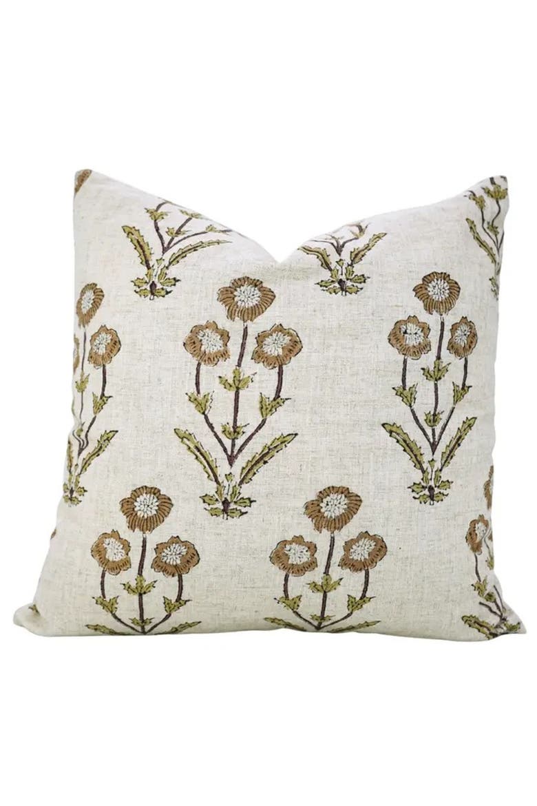 Amitabh Unique Hand-Block Viscose Linen Pillow Cover, Main, color, Brown