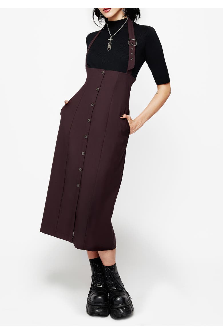 New Age Halter Neck Pinafore Midi Dress, Alternate, color, Purple