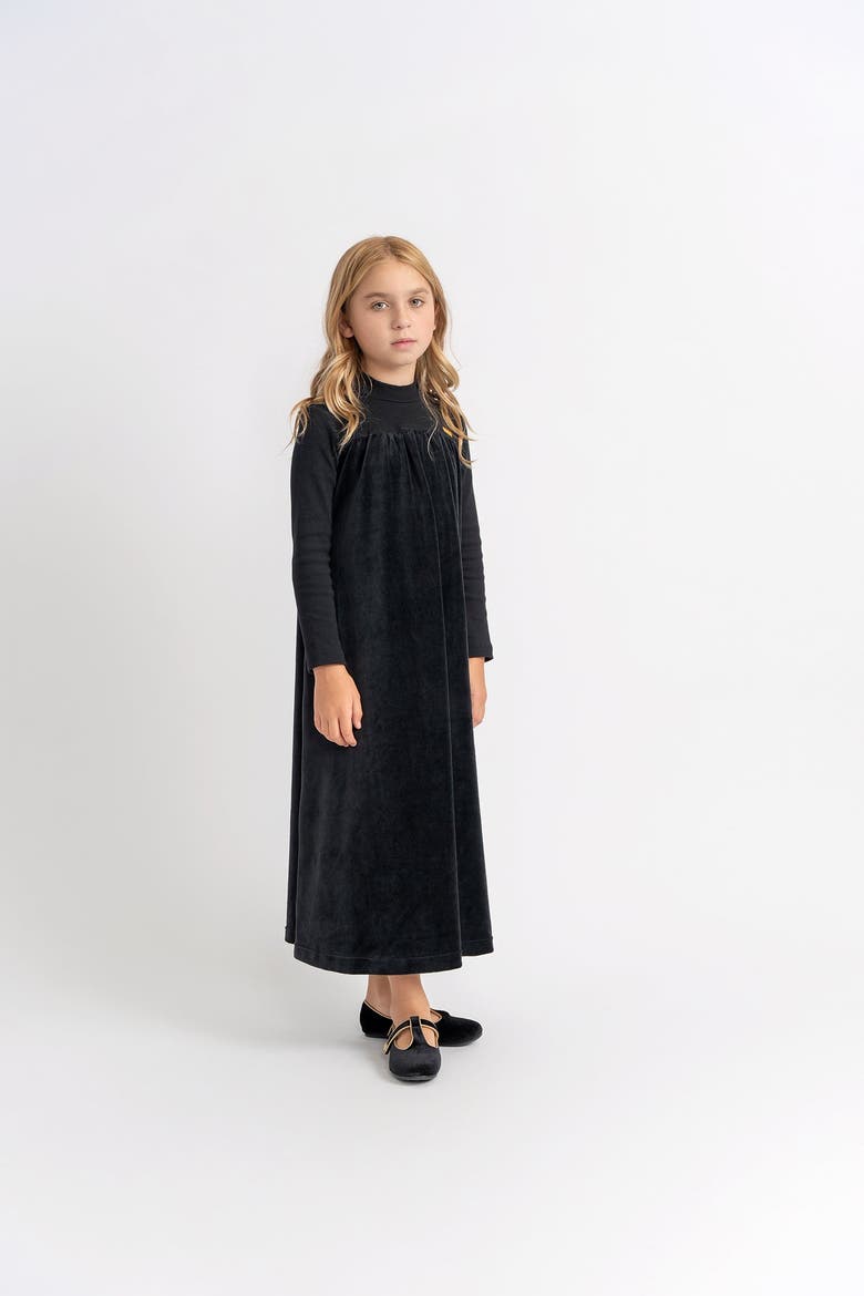 Ribbed Top with Velour Bottom Robe, Alternate, color, Black