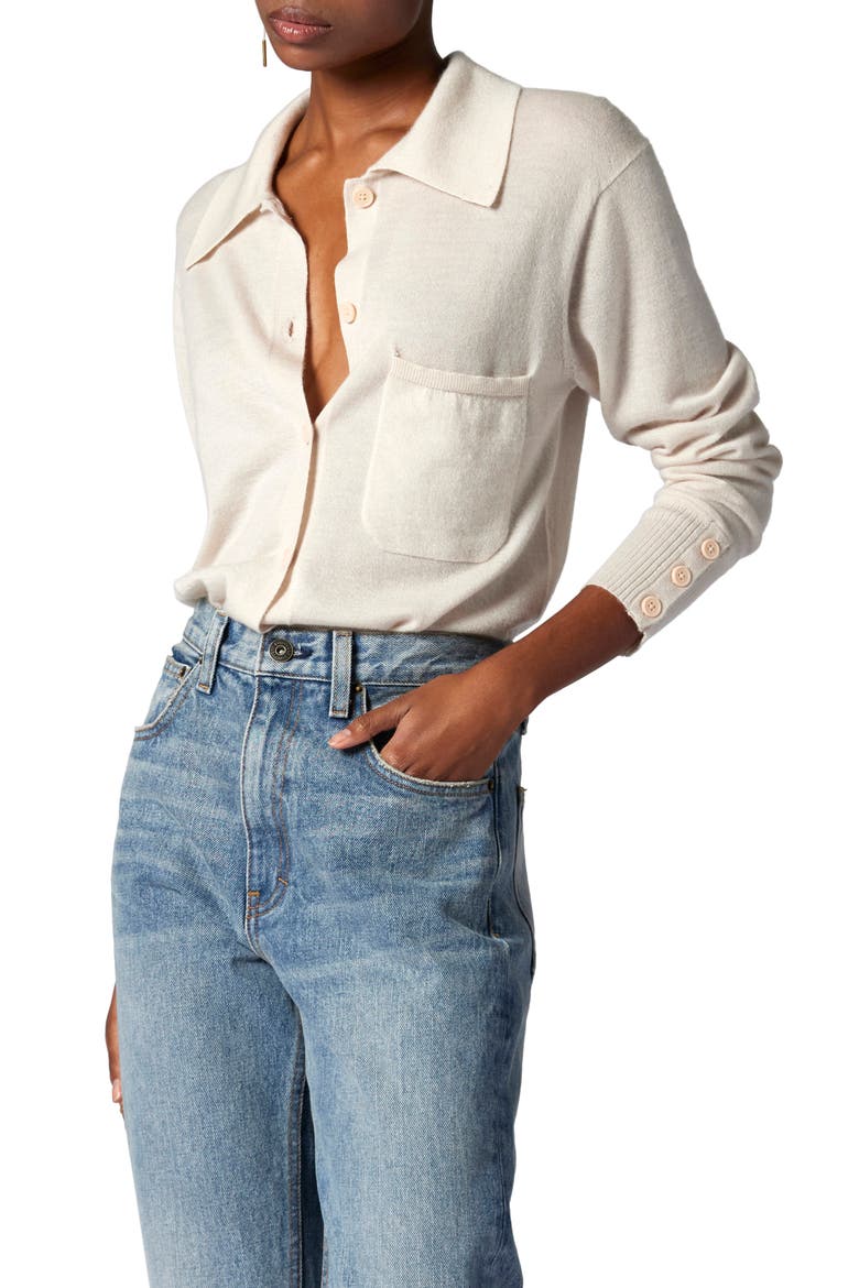 Corinne Cashmere Button-Up Shirt, Main, color, SHIFTING SAND