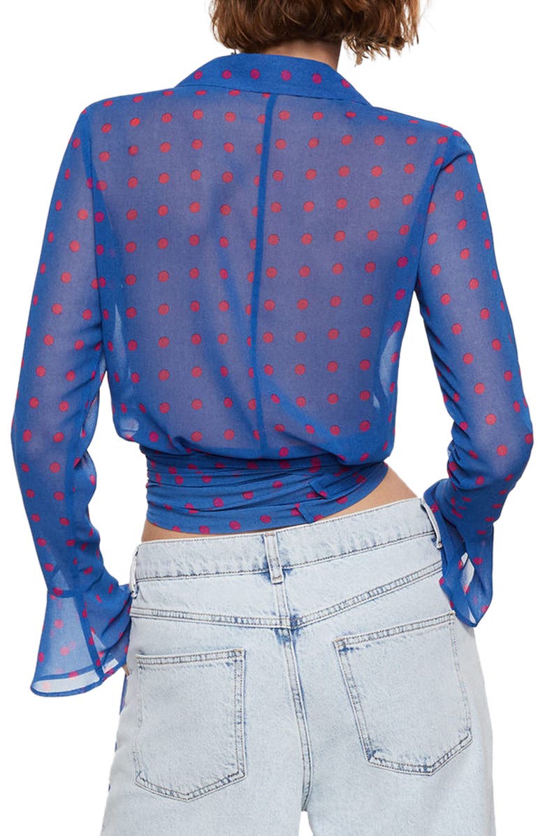 MANGO Polka Dot Sheer Blouse, Alternate, color, 