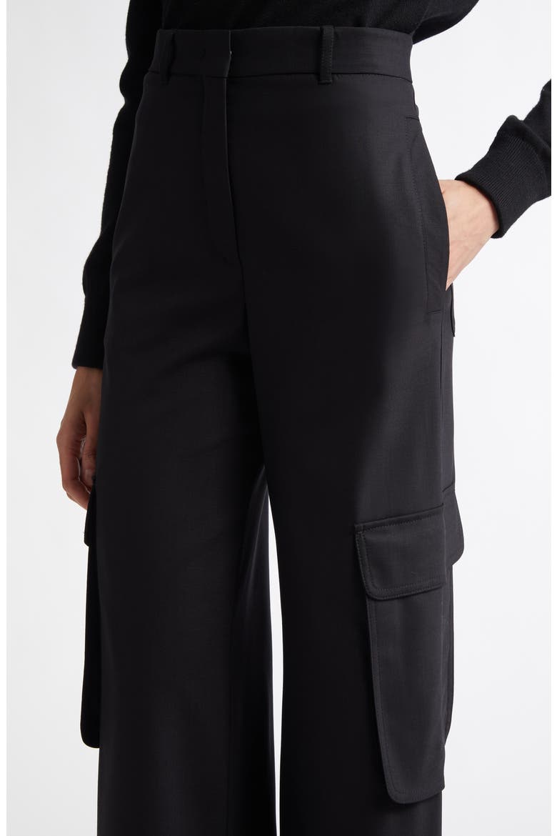 Ghiera Stretch Virgin Wool Cargo Pants, Alternate, color, BLACK