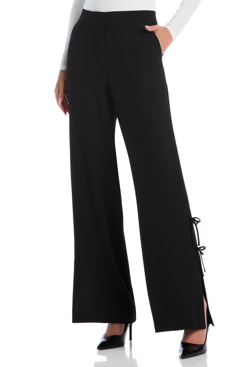 Laundry by Shelli Segal High Waist Bow Side Slit Trousers, Main, color, 