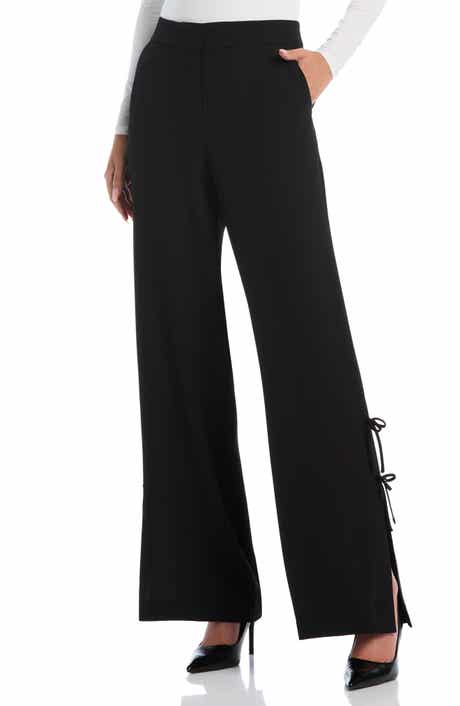 Laundry by Shelli Segal High Waist Bow Side Slit Trousers