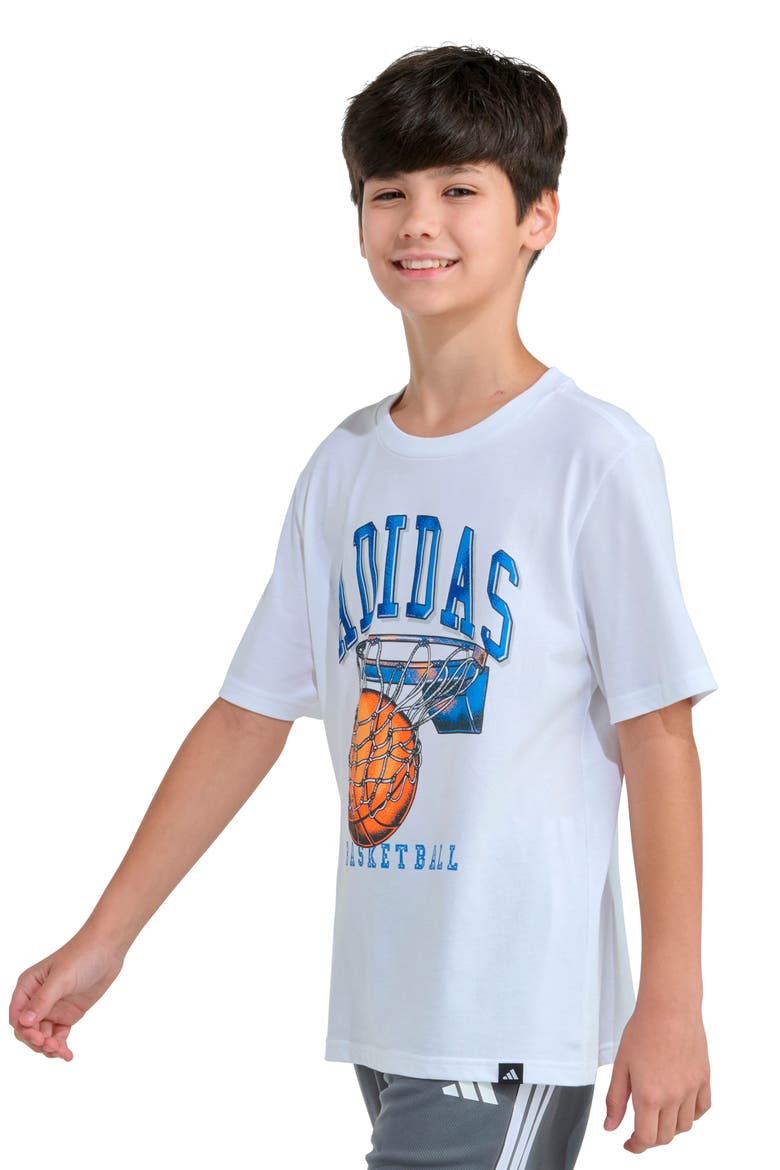Kids' Basketball Dunk Cotton Graphic T-Shirt, Alternate, color, WHITE