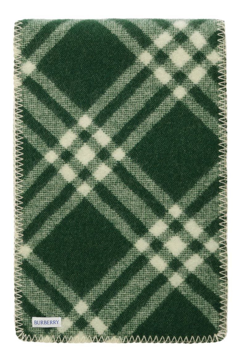 Medium Tribar Check Wool Scarf, Alternate, color, TENNIS GREEN