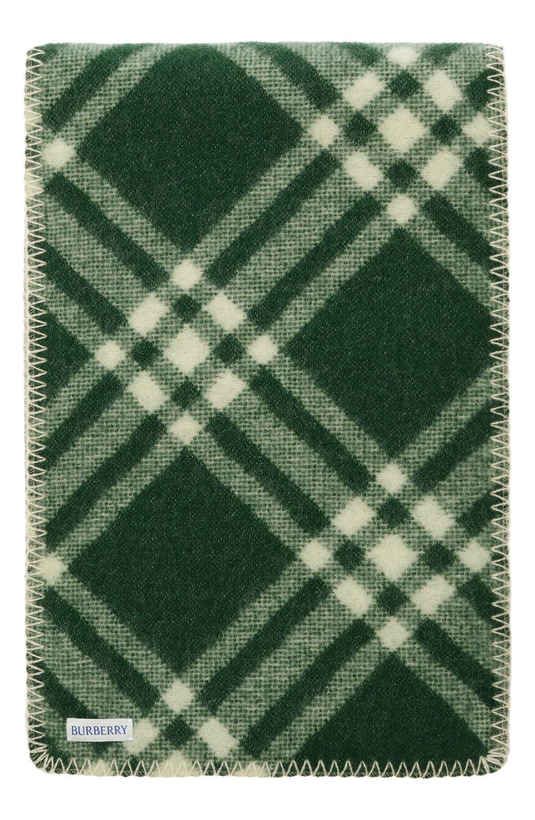 Burberry Medium Tribar Check Wool Scarf, Alternate, color, Tennis Green