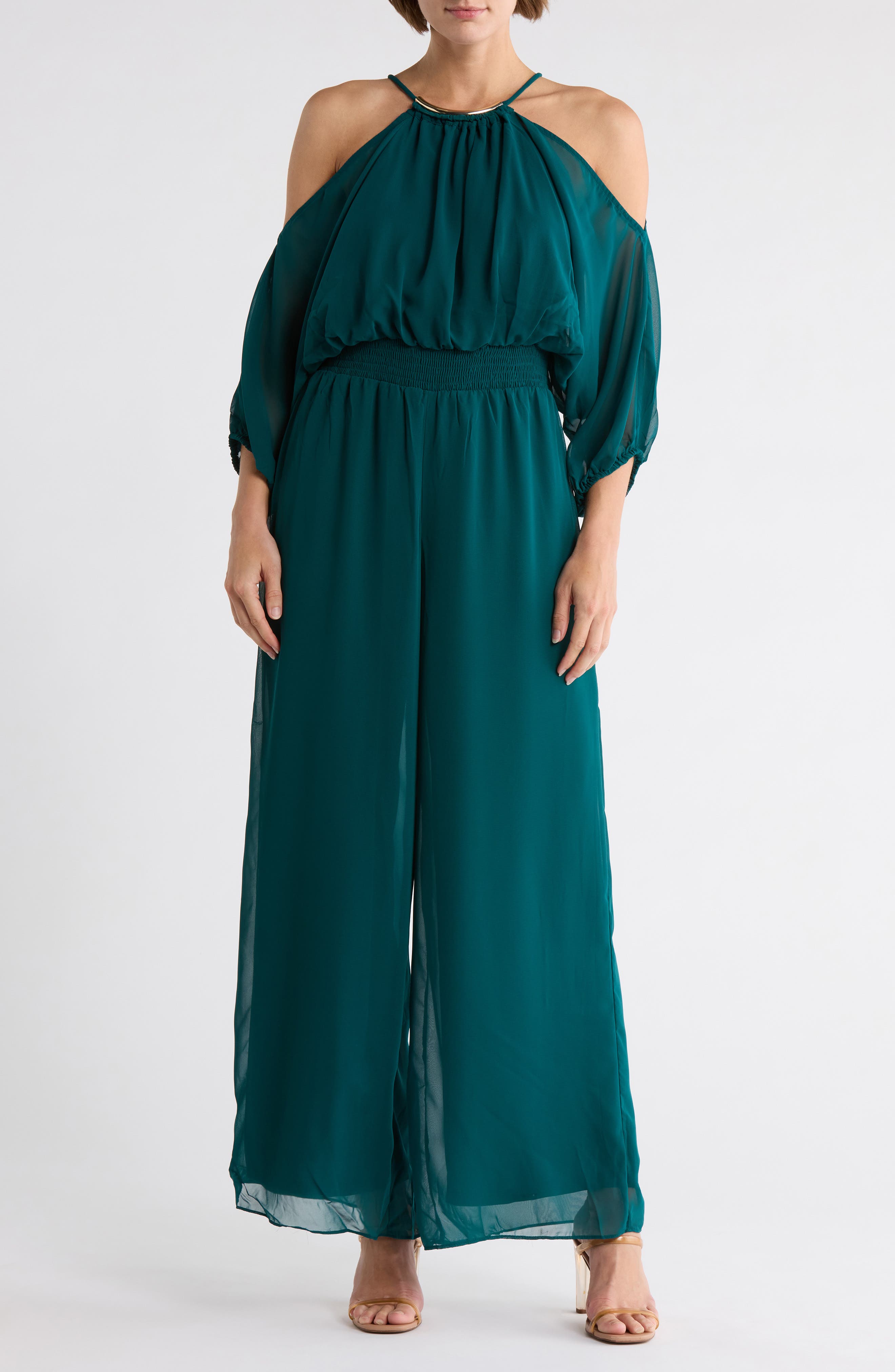 Halogen® Chiffon Halter Jumpsuit