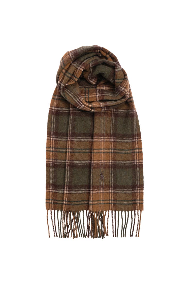 Recycled Classic Plaid Scarf, Alternate, color, Brown Multi