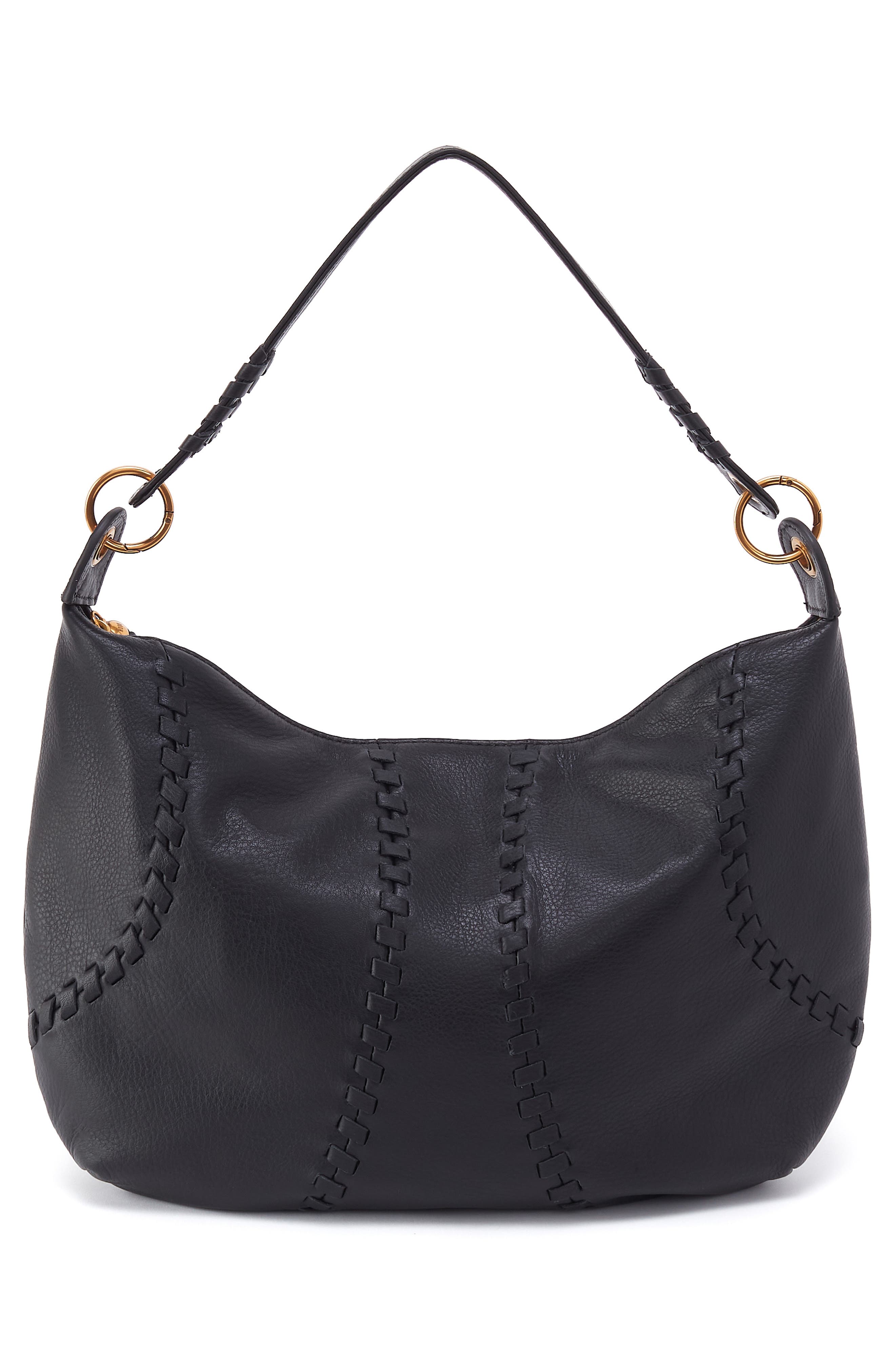 HOBO Opal Leather Shoulder Bag, Alternate, color, Black