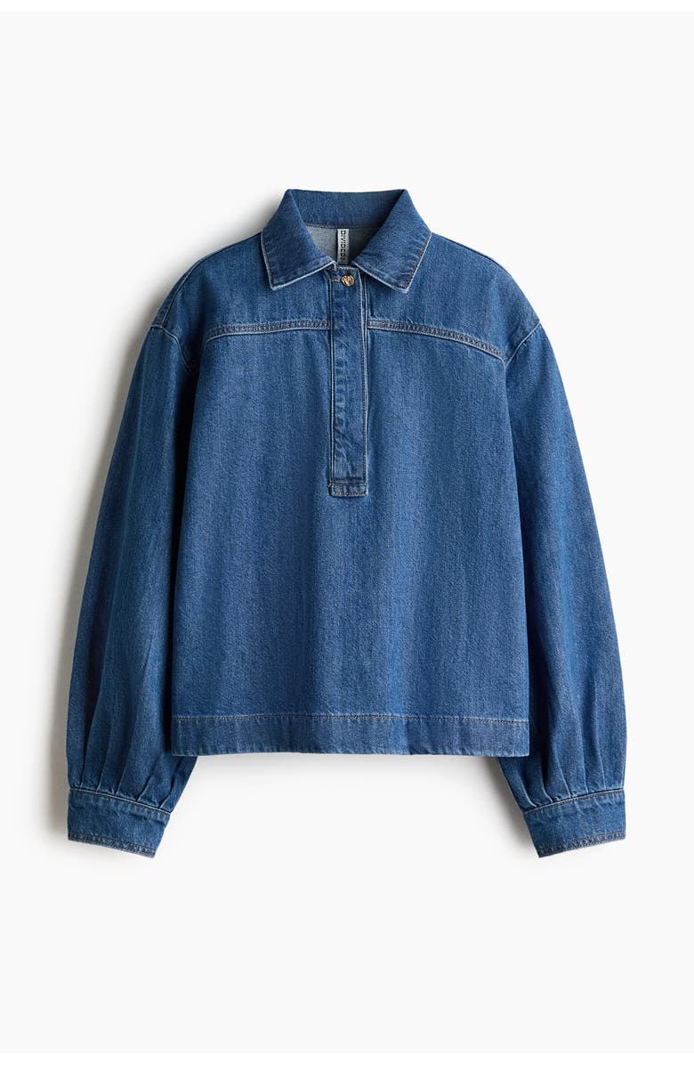 H&M Denim Popover Shirt, Main, color, Denim Blue
