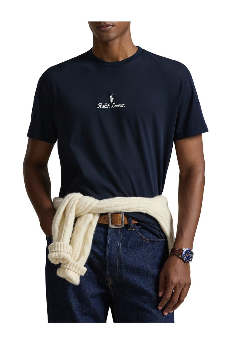 Big & Tall Center Script T-Shirt, Main, color, AVIATOR NAVY