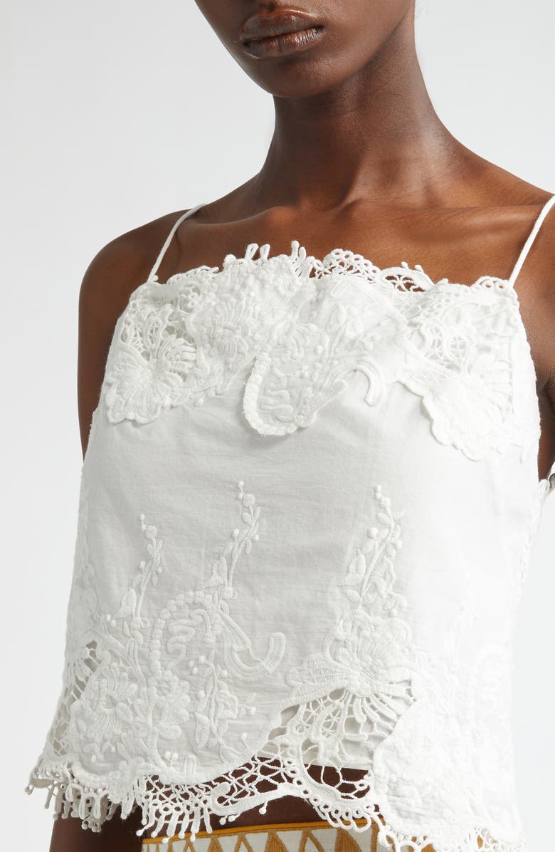 FARM Rio Lace Detail Cotton Camisole, Alternate, color, Off-White