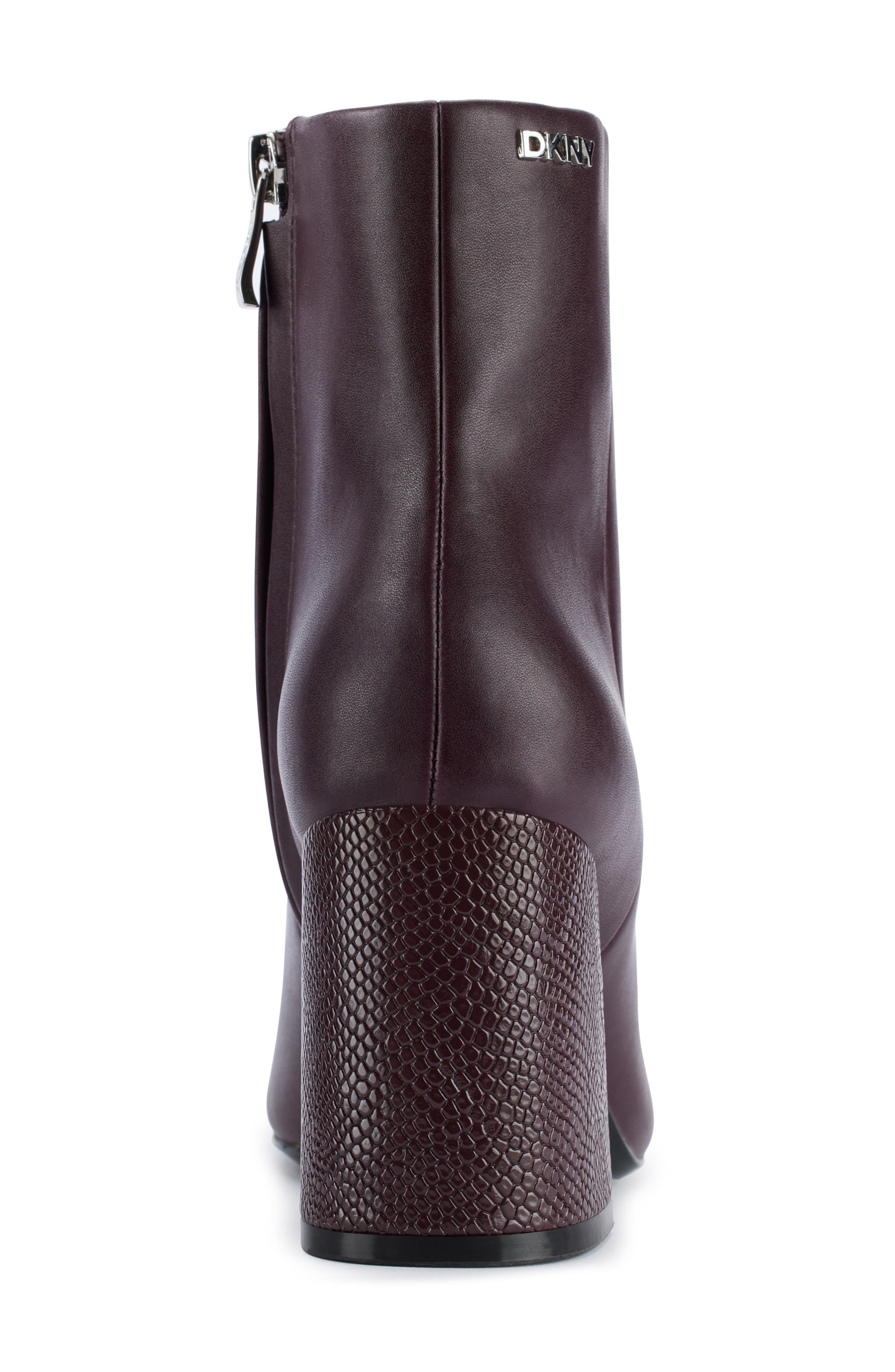 DKNY Steph Square Toe Bootie, Alternate, color, Dark Cherry